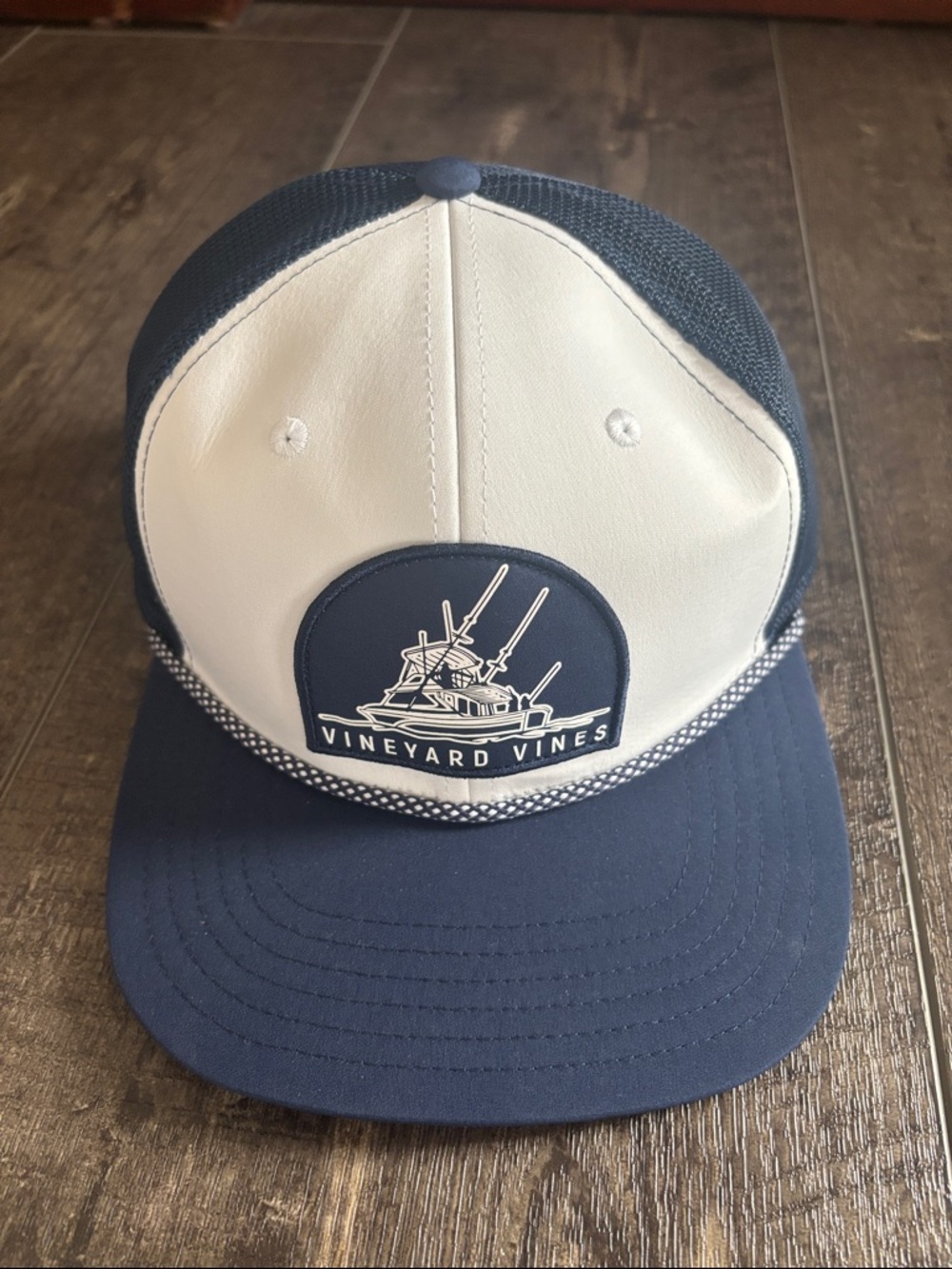 Vineyard Vines Navy and White Fishing Patch Trucker Hat